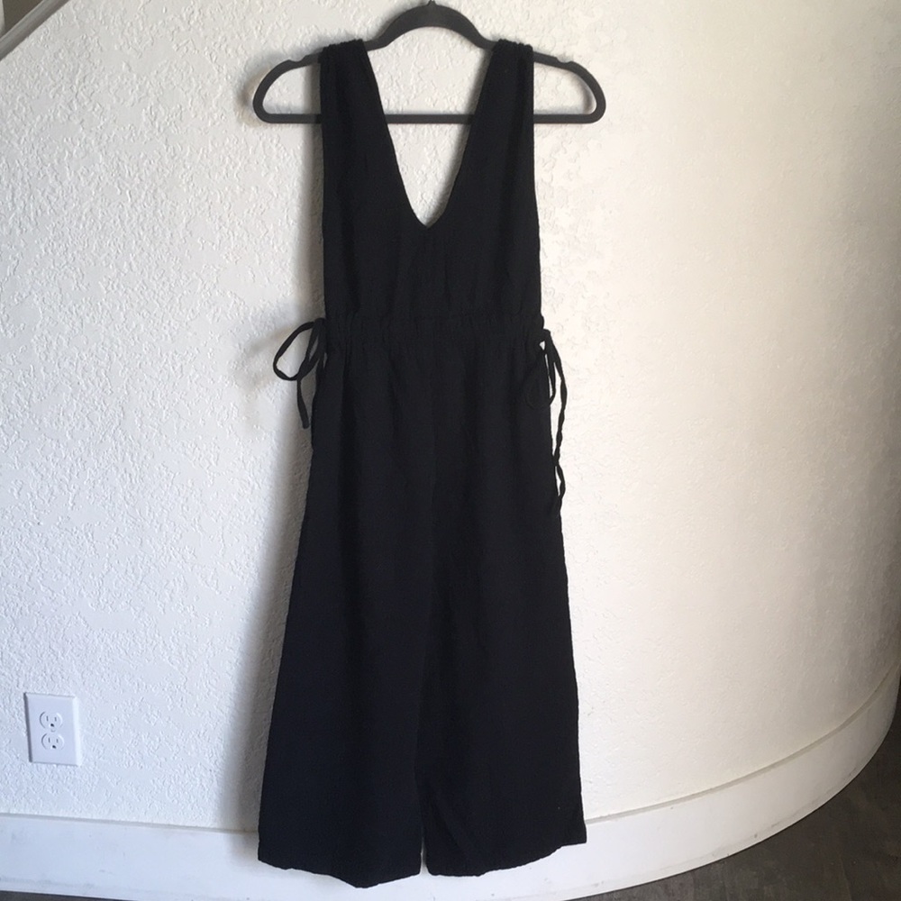 $108 Madewell black cotton Muslin jumpsuit XXS XS plunge neckline beach - Picture 8 of 10